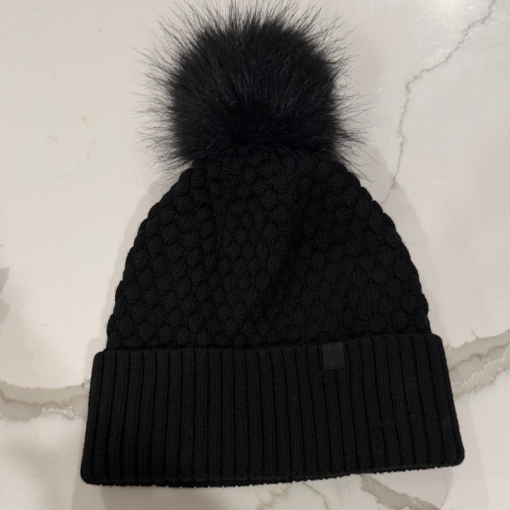 lululemon athletica Black Textured Beanie with Pom-Pom